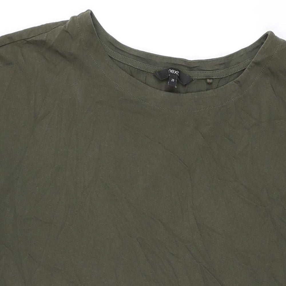 NEXT Womens Green Cotton Basic T-Shirt Size 20 Round Neck