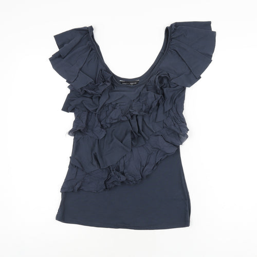 Dorothy Perkins Womens Blue Polyester Basic T-Shirt Size 8 Scoop Neck