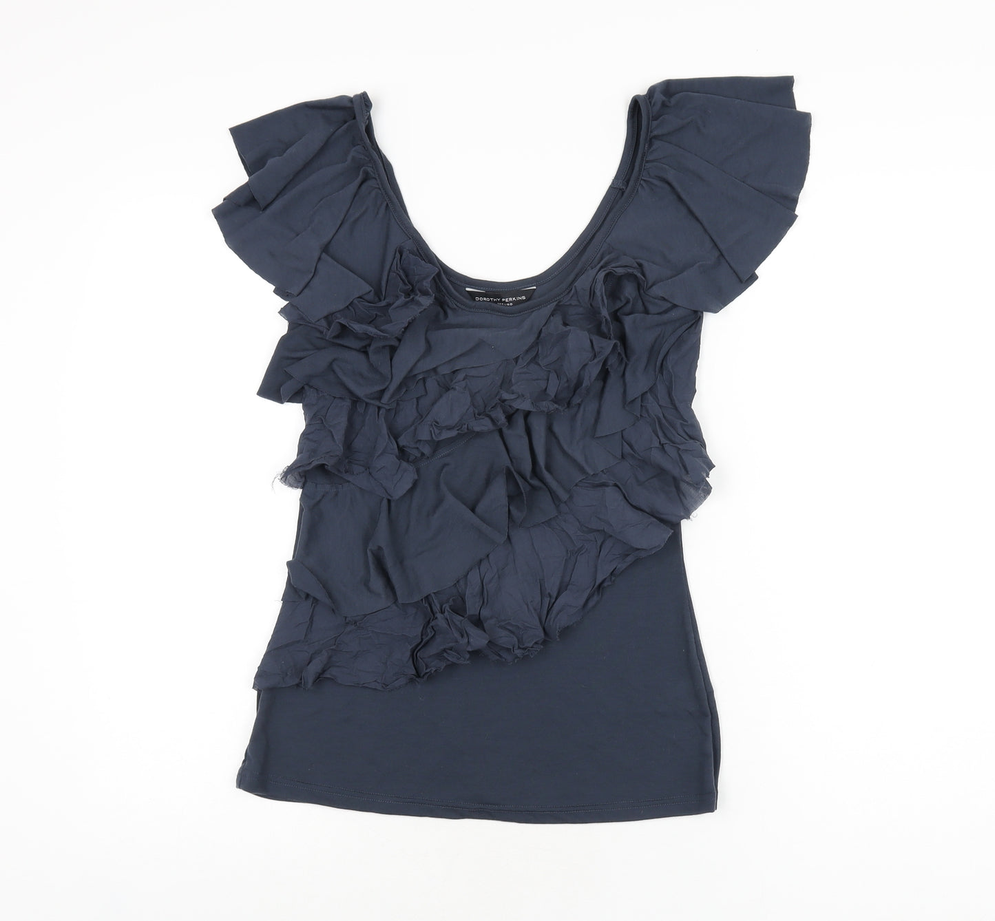 Dorothy Perkins Womens Blue Polyester Basic T-Shirt Size 8 Scoop Neck