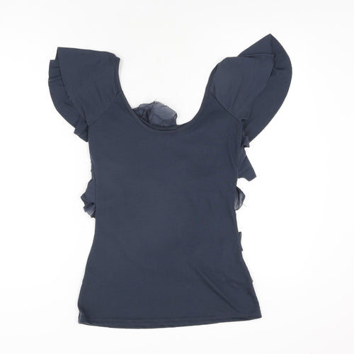 Dorothy Perkins Womens Blue Polyester Basic T-Shirt Size 8 Scoop Neck