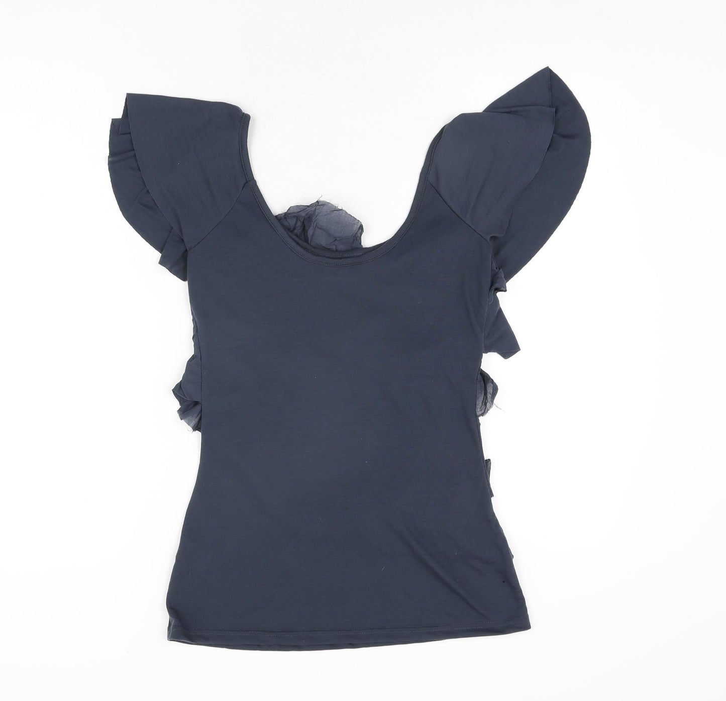 Dorothy Perkins Womens Blue Polyester Basic T-Shirt Size 8 Scoop Neck