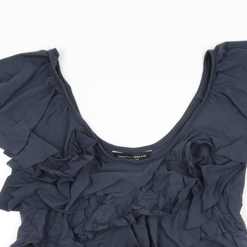 Dorothy Perkins Womens Blue Polyester Basic T-Shirt Size 8 Scoop Neck