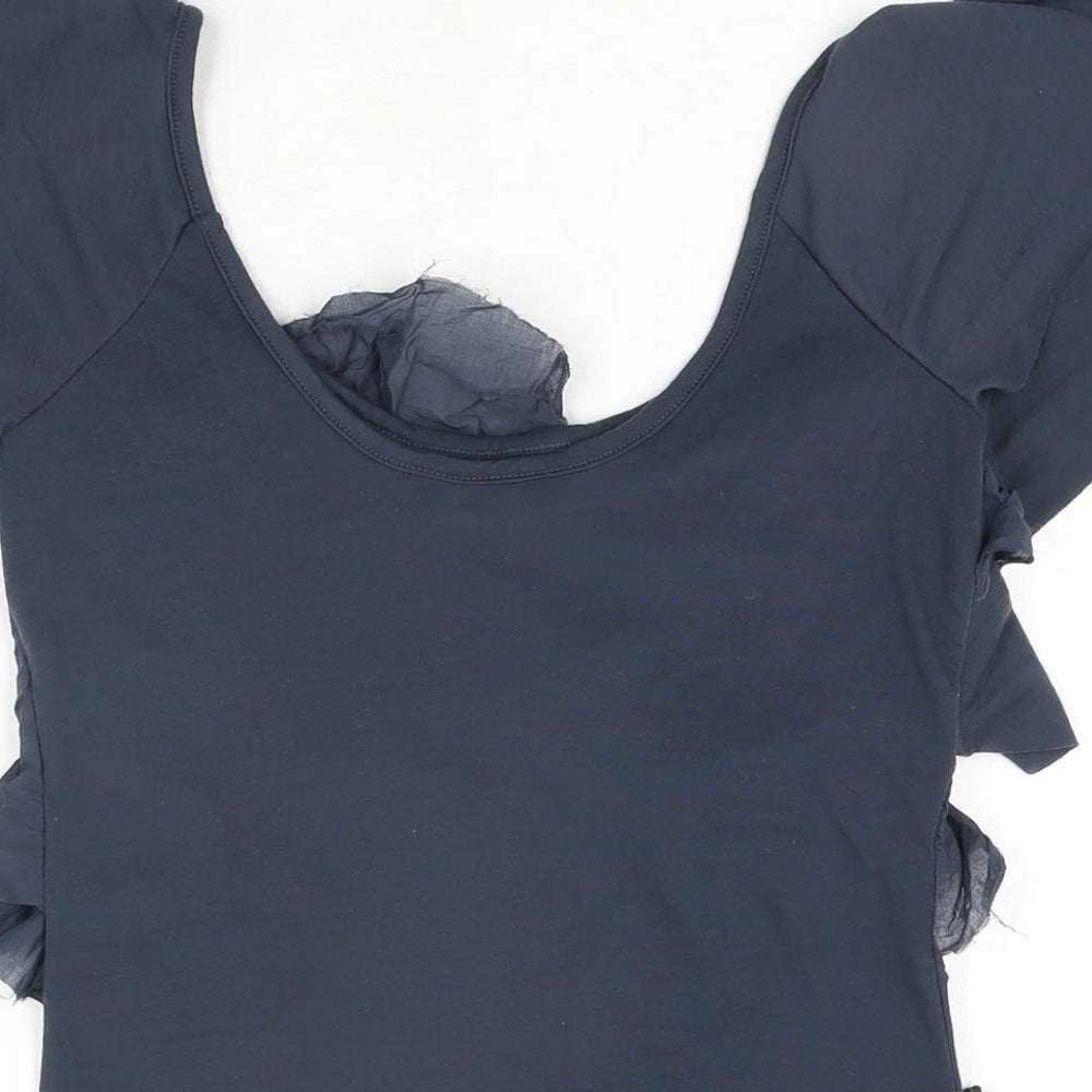 Dorothy Perkins Womens Blue Polyester Basic T-Shirt Size 8 Scoop Neck