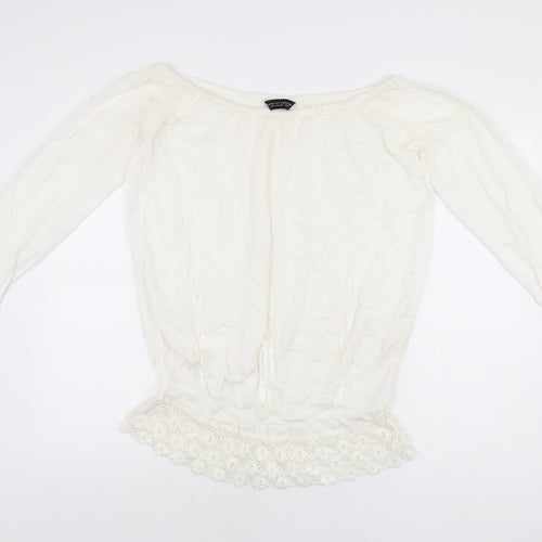 Dorothy Perkins Womens White Polyester Basic Blouse Size 10 Off the Shoulder