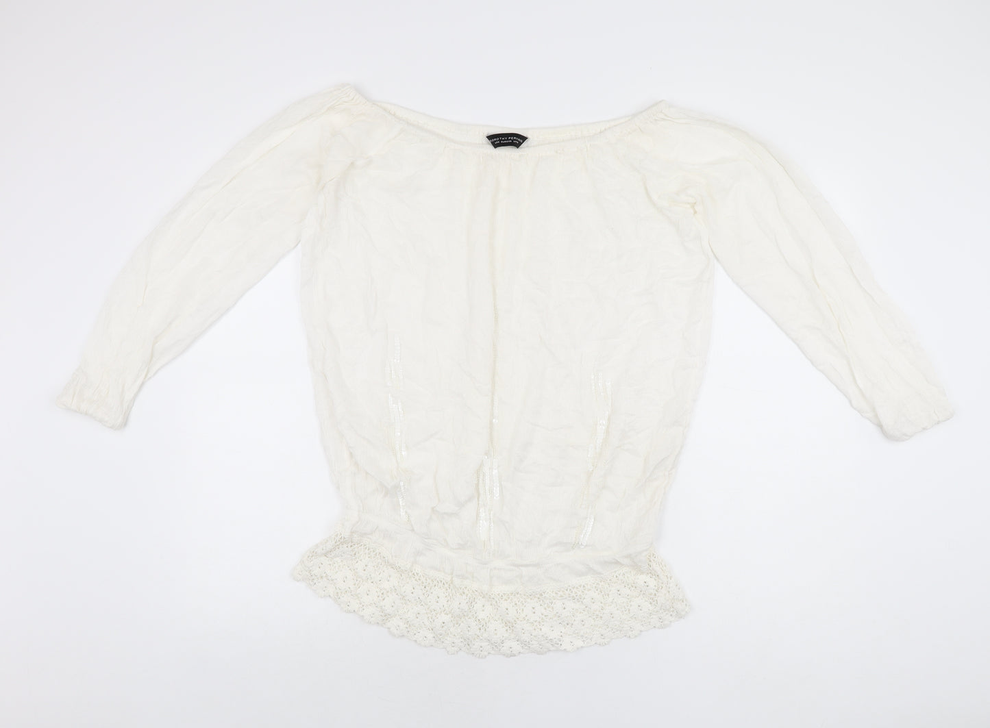 Dorothy Perkins Womens White Polyester Basic Blouse Size 10 Off the Shoulder