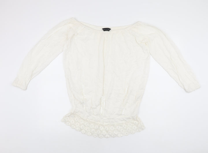 Dorothy Perkins Womens White Polyester Basic Blouse Size 10 Off the Shoulder