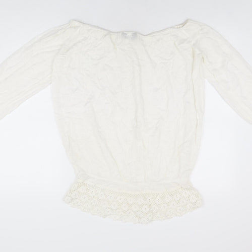 Dorothy Perkins Womens White Polyester Basic Blouse Size 10 Off the Shoulder