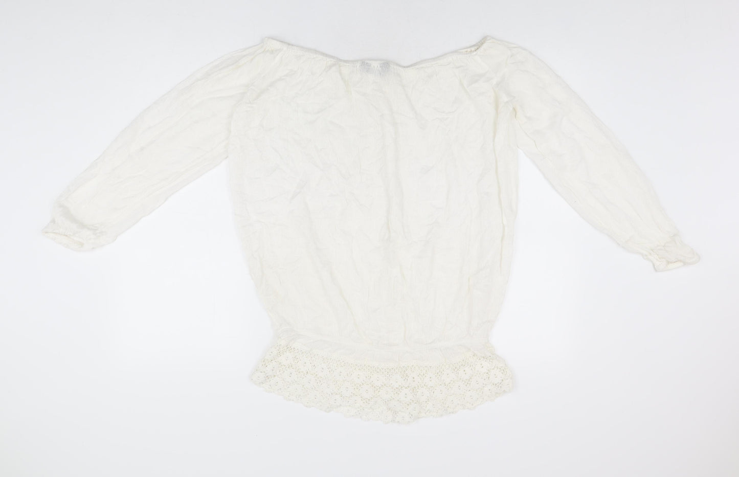 Dorothy Perkins Womens White Polyester Basic Blouse Size 10 Off the Shoulder