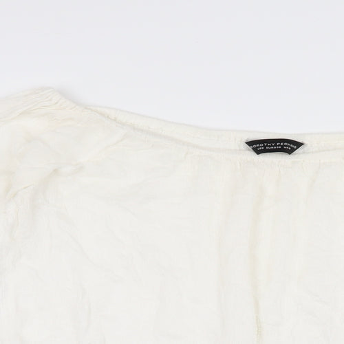 Dorothy Perkins Womens White Polyester Basic Blouse Size 10 Off the Shoulder