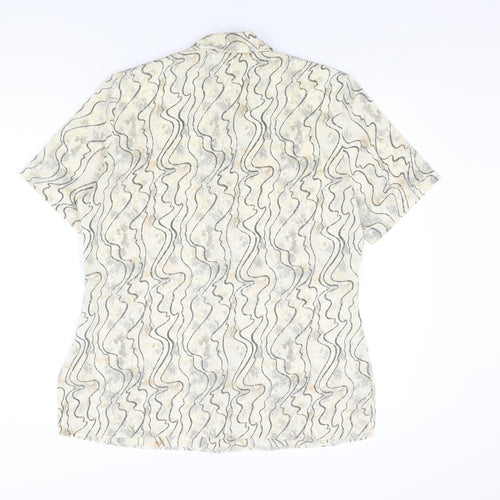 Your Sixth Sense Womens Beige Geometric Polyester Basic Button-Up Size 14 Collared