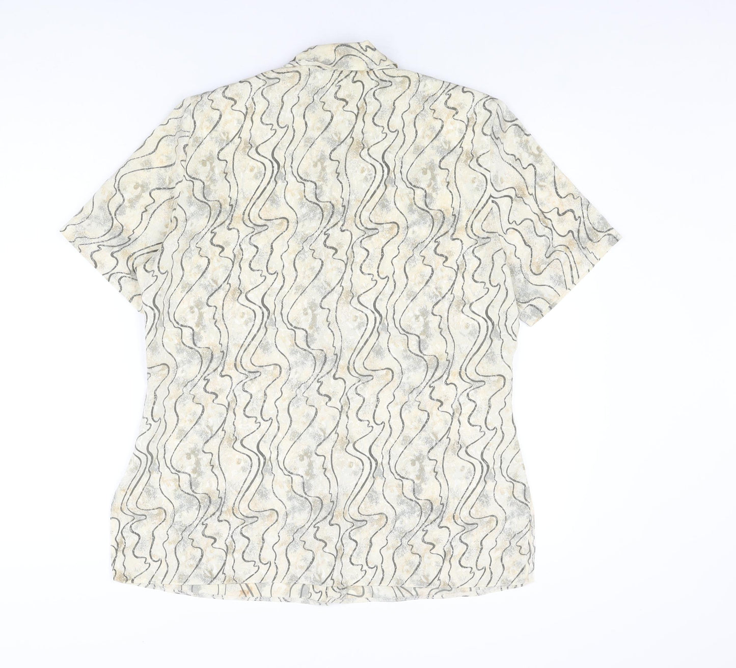 Your Sixth Sense Womens Beige Geometric Polyester Basic Button-Up Size 14 Collared