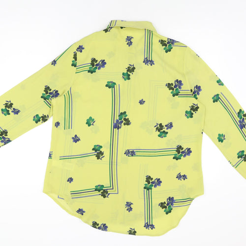 NEXT Womens Green Floral Polyester Basic Button-Up Size 16 Collared