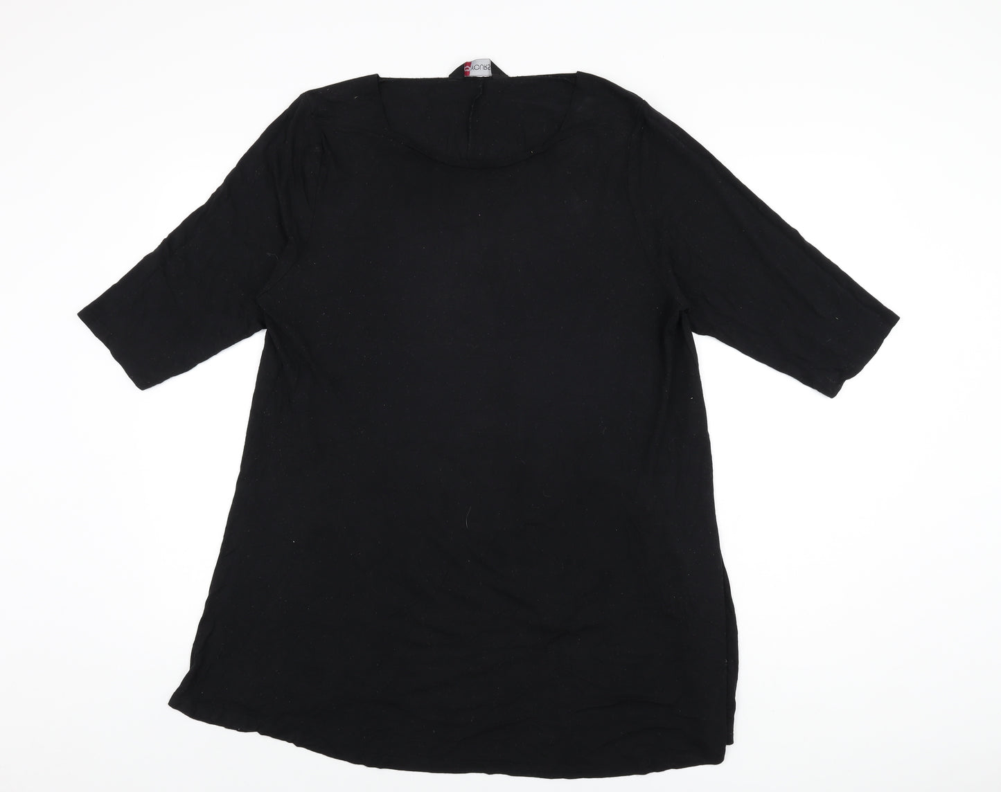Love Yours Womens Black Viscose Basic T-Shirt Size 20 Square Neck