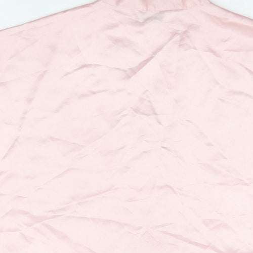 St Michael Womens Pink Polyester Basic Button-Up Size 10 V-Neck