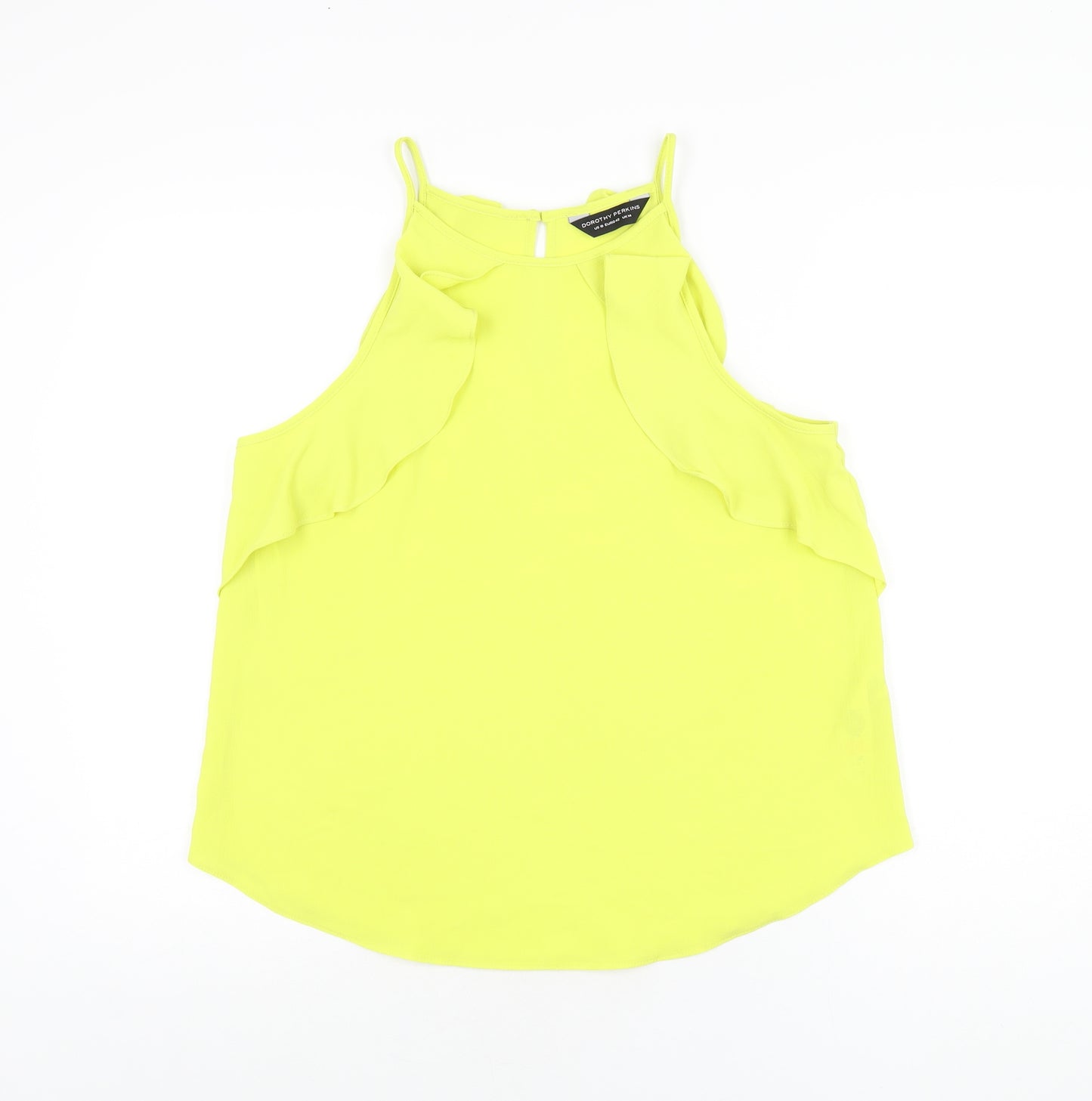 Dorothy Perkins Womens Yellow Polyester Basic T-Shirt Size 14 Round Neck