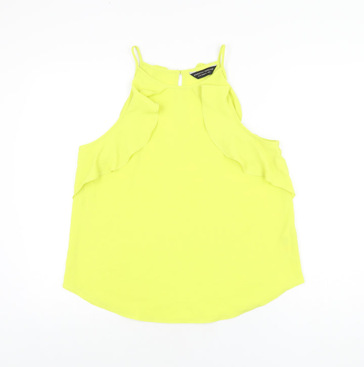 Dorothy Perkins Womens Yellow Polyester Basic T-Shirt Size 14 Round Neck
