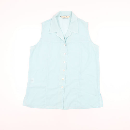 Isabelle Womens Blue Polyester Basic Button-Up Size 14 Collared