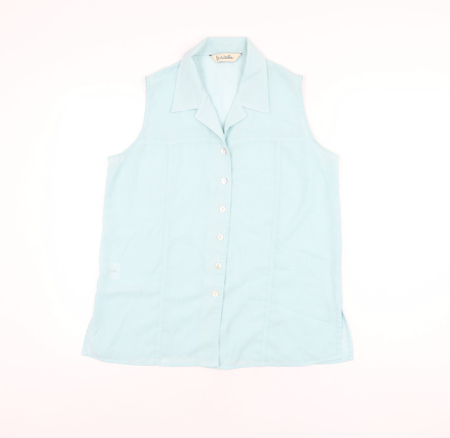 Isabelle Womens Blue Polyester Basic Button-Up Size 14 Collared