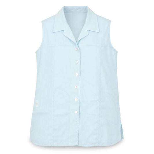Front view of Isabelle women’s blue polyester basic button-up, size UK 14, collared