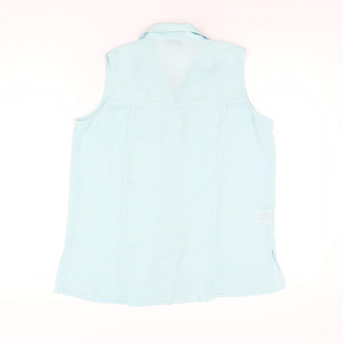 Isabelle Womens Blue Polyester Basic Button-Up Size 14 Collared