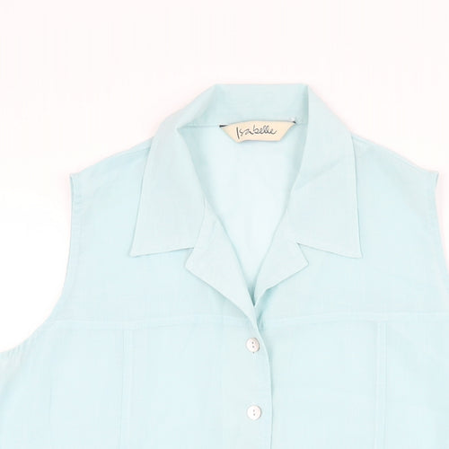 Isabelle Womens Blue Polyester Basic Button-Up Size 14 Collared