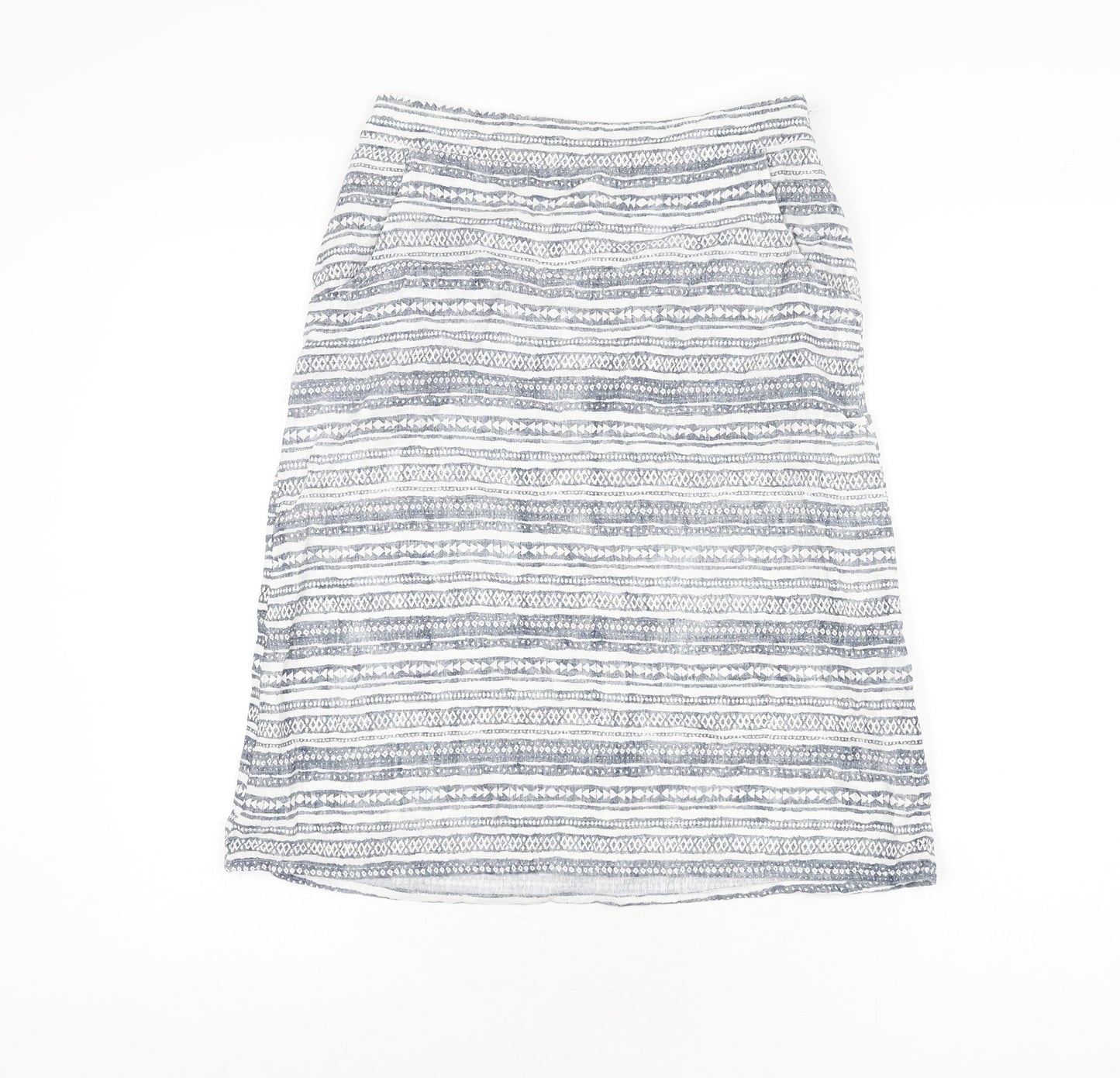 Mantaray Womens Blue Geometric Cotton A-Line Skirt Size 8 Zip