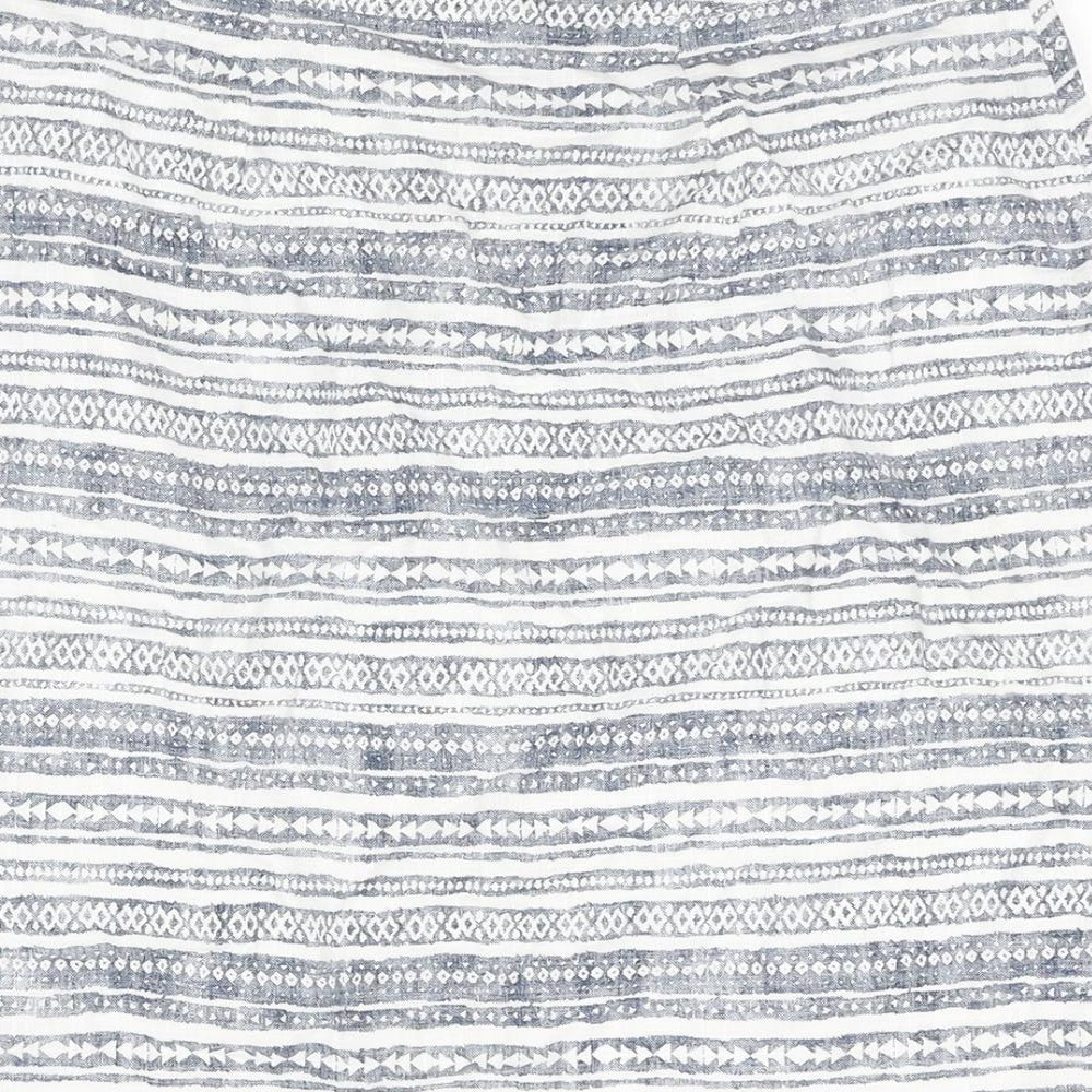 Mantaray Womens Blue Geometric Cotton A-Line Skirt Size 8 Zip