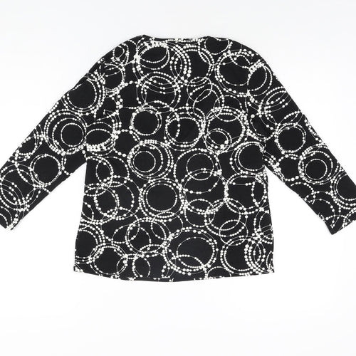 CC Womens Black Geometric Viscose Basic T-Shirt Size M V-Neck
