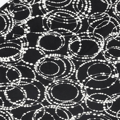CC Womens Black Geometric Viscose Basic T-Shirt Size M V-Neck