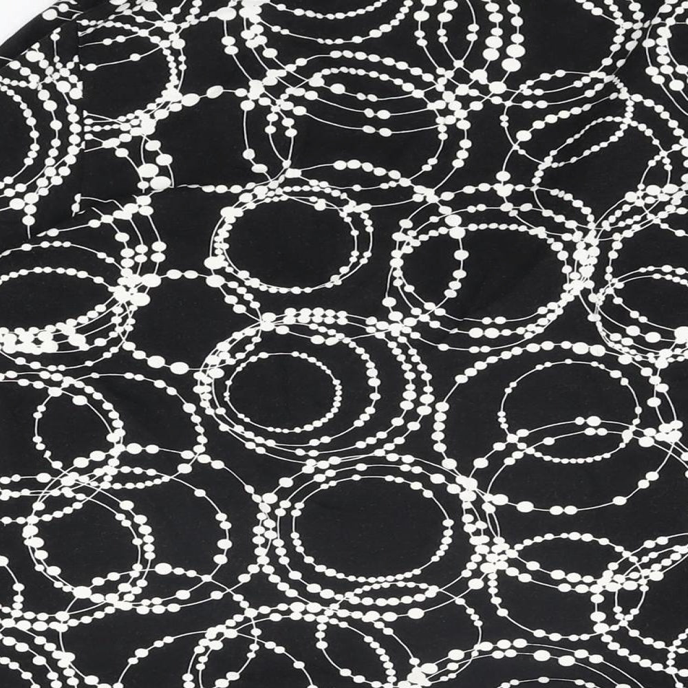 CC Womens Black Geometric Viscose Basic T-Shirt Size M V-Neck