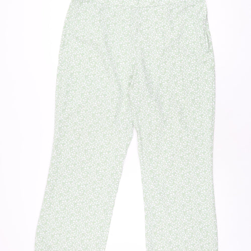 H&M Womens Green Floral Polyester Trousers Size 16 L26 in Regular Zip
