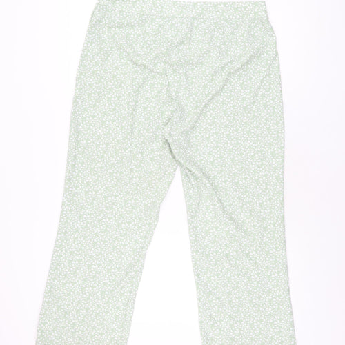 H&M Womens Green Floral Polyester Trousers Size 16 L26 in Regular Zip