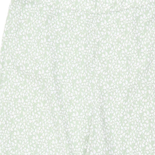 H&M Womens Green Floral Polyester Trousers Size 16 L26 in Regular Zip