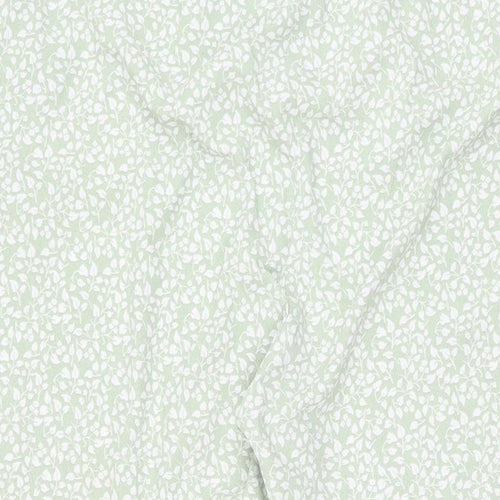 H&M Womens Green Floral Polyester Trousers Size 16 L26 in Regular Zip