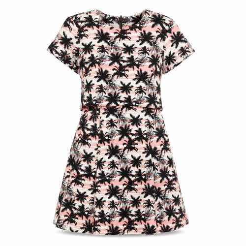 Topshop Womens Multicoloured Geometric Cotton Skater Dress Size 8 Round Neck Zip