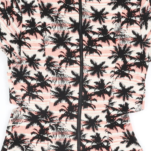 Topshop Womens Multicoloured Geometric Cotton Skater Dress Size 8 Round Neck Zip