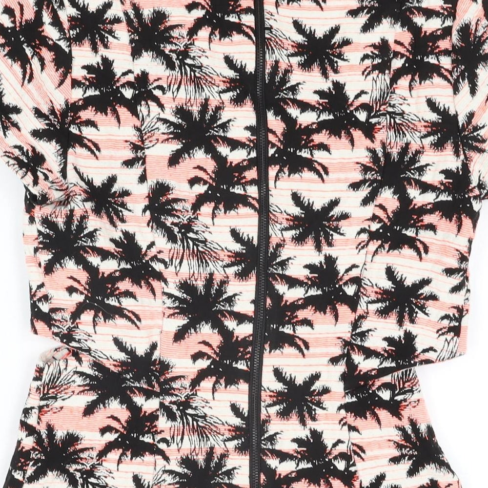 Topshop Womens Multicoloured Geometric Cotton Skater Dress Size 8 Round Neck Zip