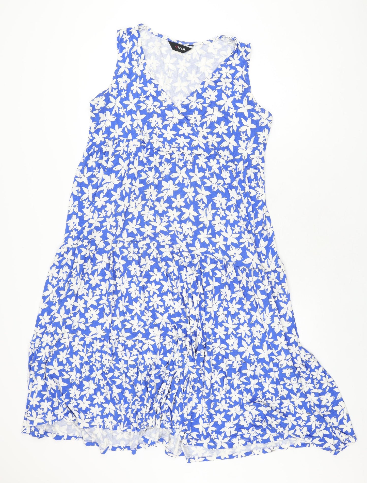 Love Yours Womens Blue Floral Viscose Maxi Size 16 V-Neck Pullover
