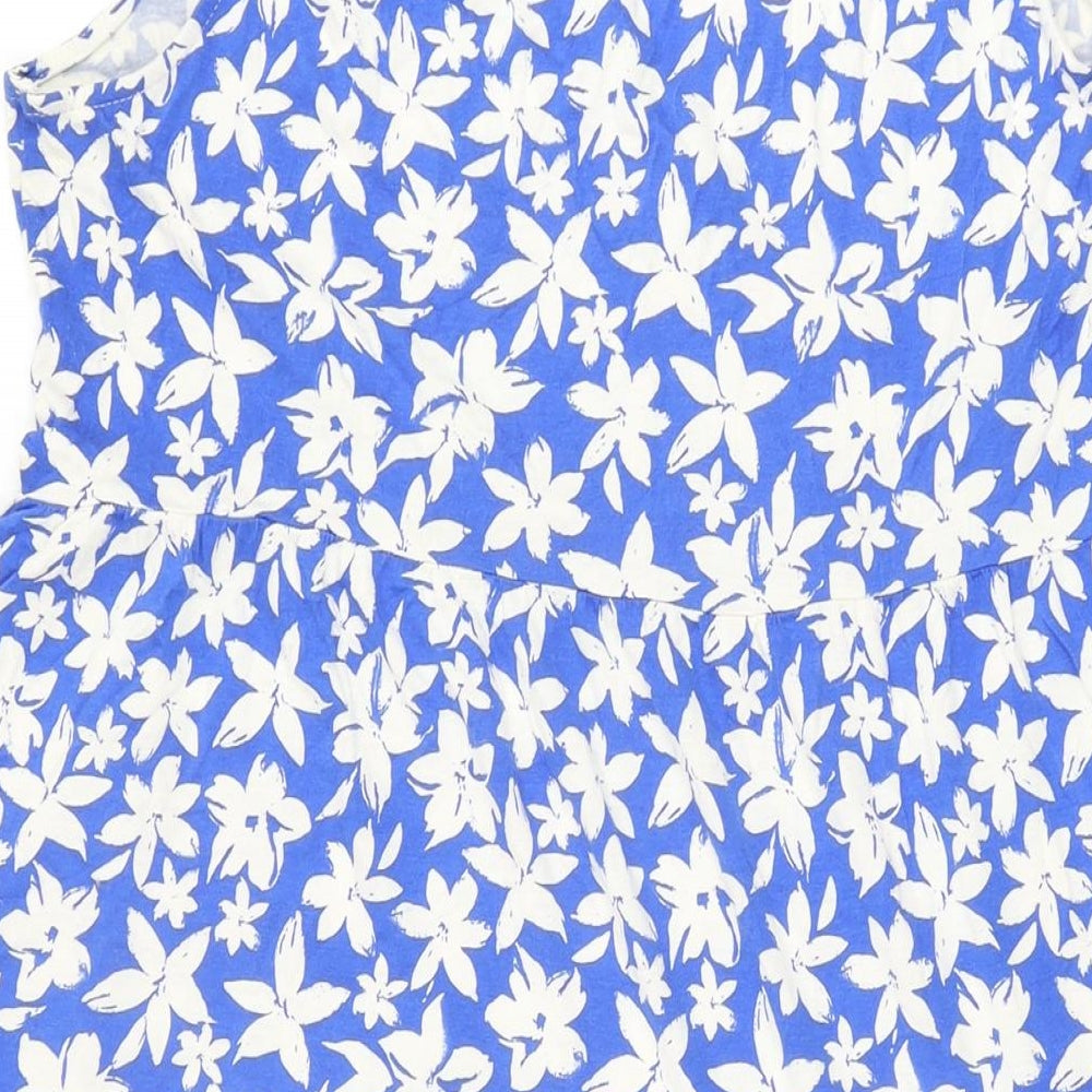 Love Yours Womens Blue Floral Viscose Maxi Size 16 V-Neck Pullover