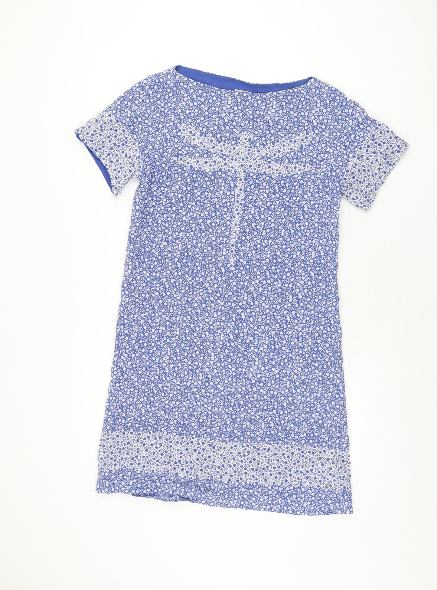 Hobbs Womens Blue Floral Polyester Shift Size 8 Boat Neck Pullover