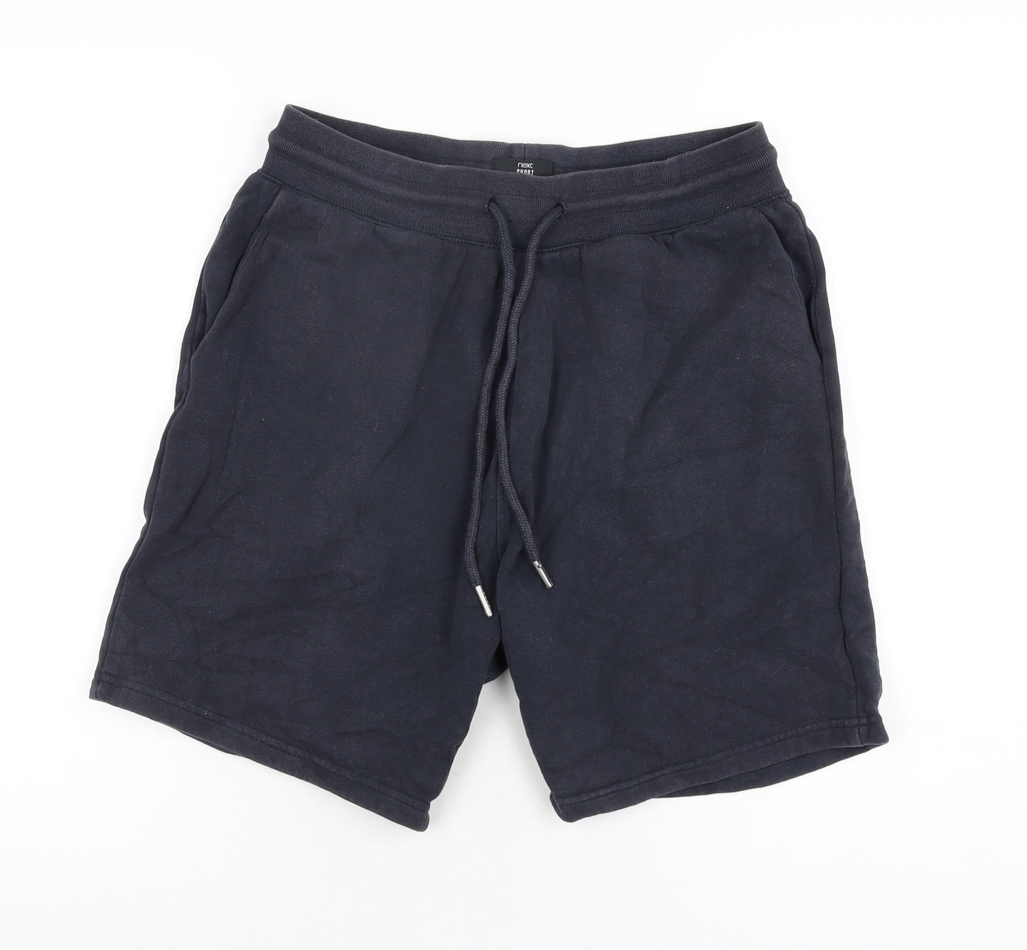 NEXT Mens Black Polyester Sweat Shorts Size S L7 in Regular Drawstring