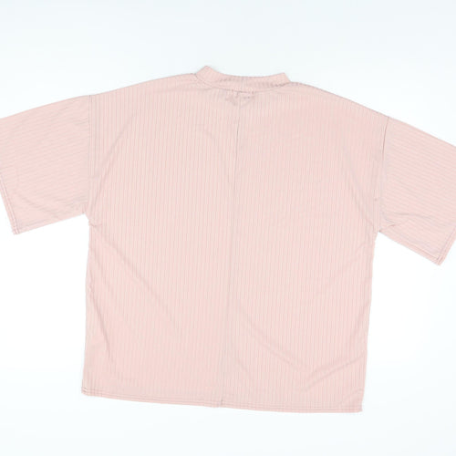Boohoo Womens Pink Polyester Basic T-Shirt Size 10 Round Neck
