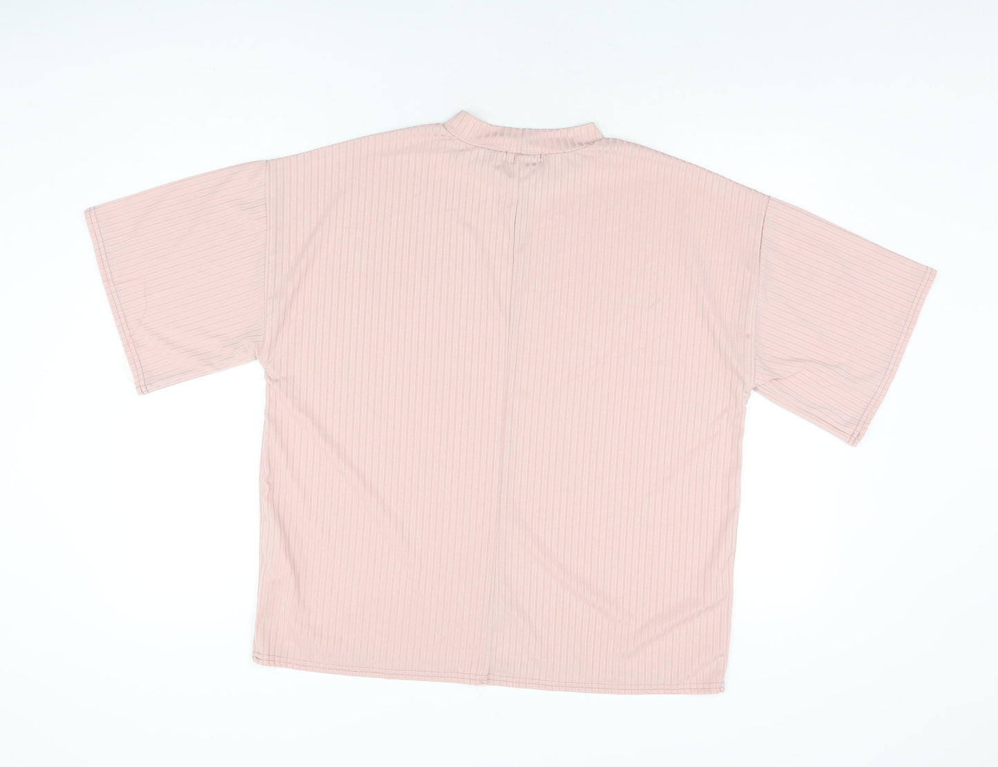 Boohoo Womens Pink Polyester Basic T-Shirt Size 10 Round Neck