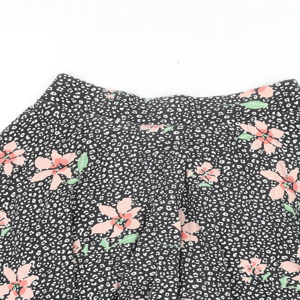M&Co Girls Black Floral Cotton Skater Skirt Size 13 Years Regular Pull On