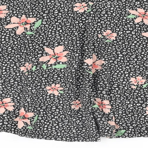 M&Co Girls Black Floral Cotton Skater Skirt Size 13 Years Regular Pull On