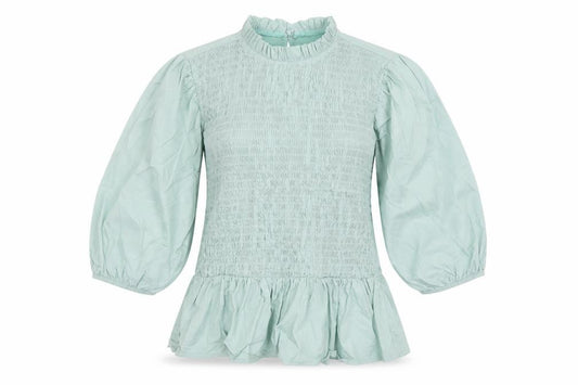 Front view of Boohoo women’s green cotton basic t-shirt, size UK 8, round neck
