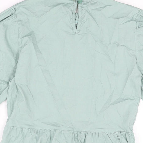 Boohoo Womens Green Cotton Basic T-Shirt Size 8 Round Neck