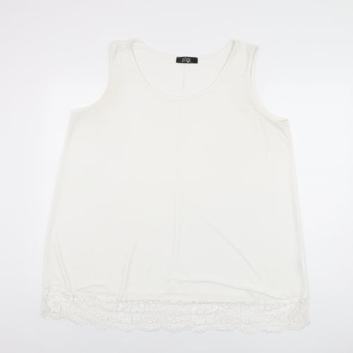 Just Be You Womens White Polyester Basic T-Shirt Size XL Round Neck