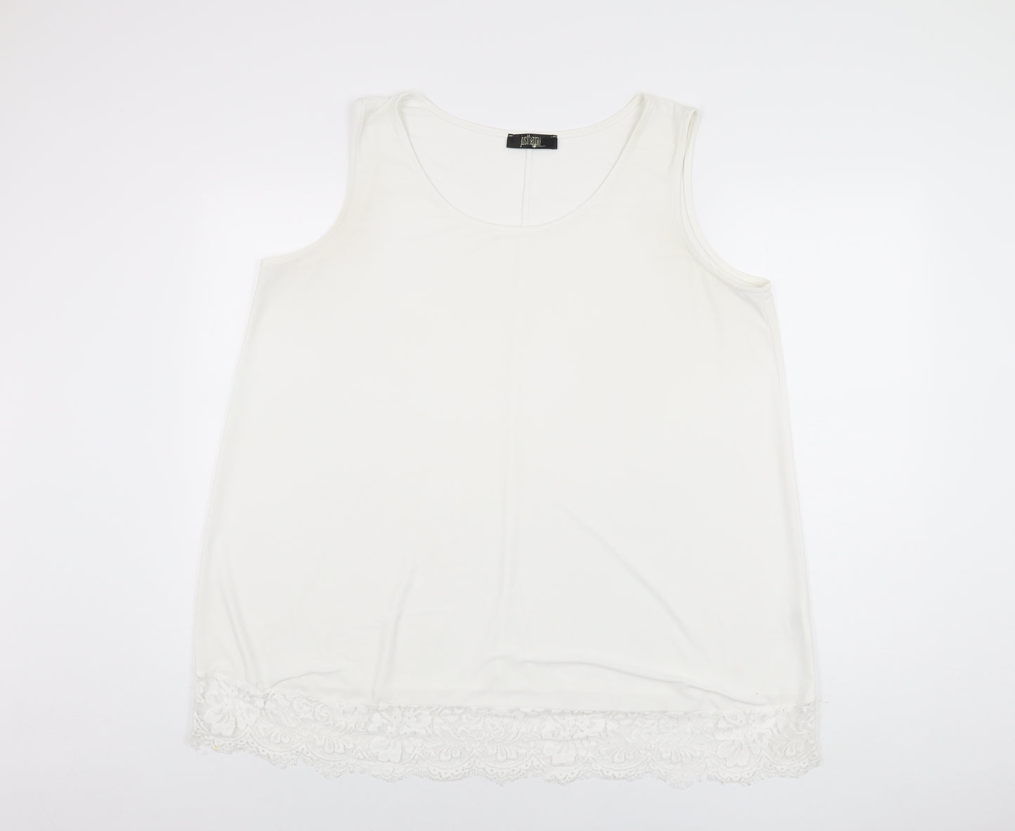 Just Be You Womens White Polyester Basic T-Shirt Size XL Round Neck