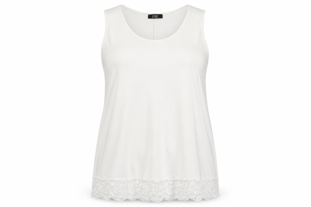 Front view of Just Be You women’s white polyester basic t-shirt, size XL, round neck